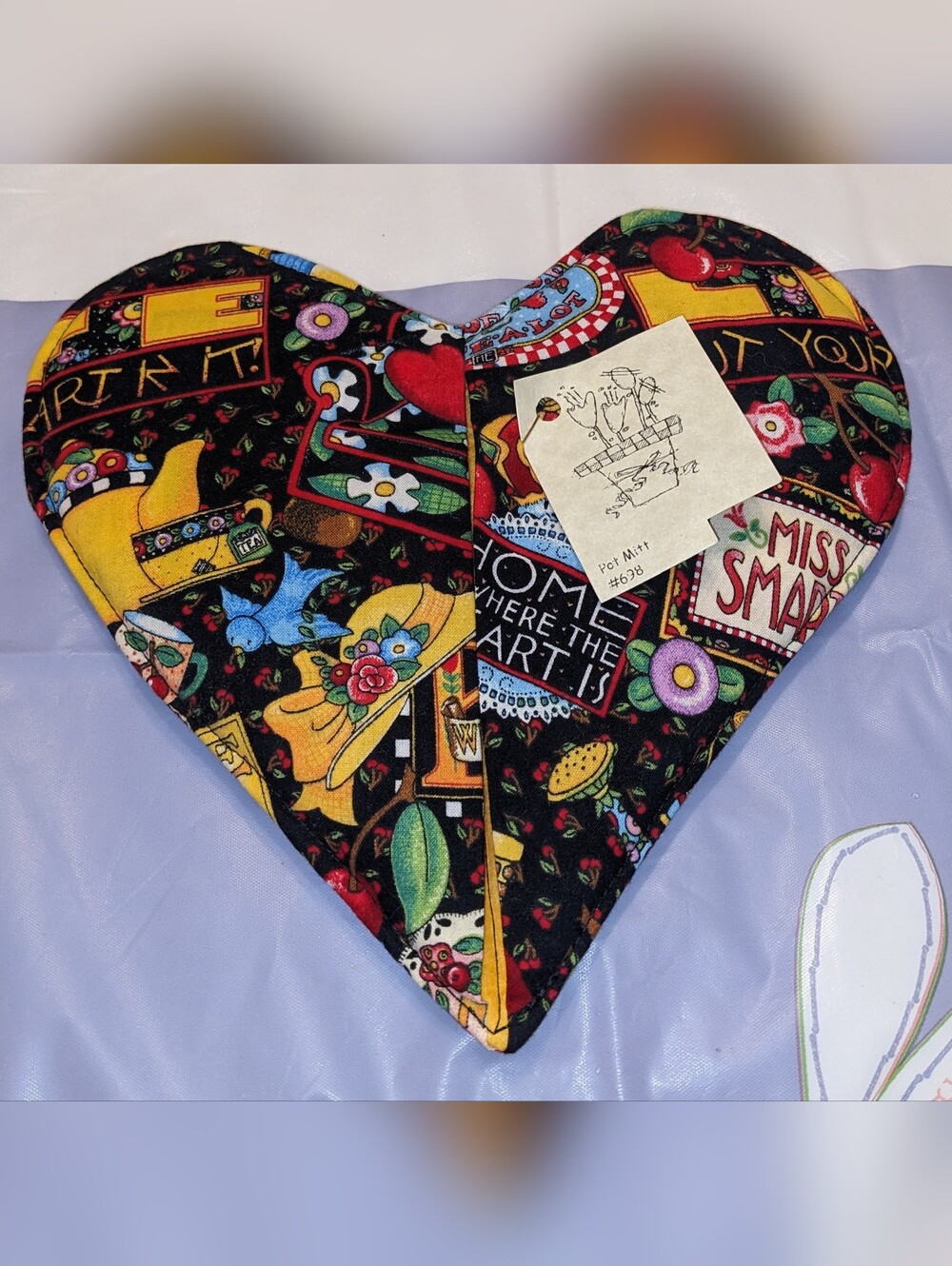 Mary Engelbreit Miss Smarty Handcrafted Quilted Pot Mitt Heart Hot Pad Coaster